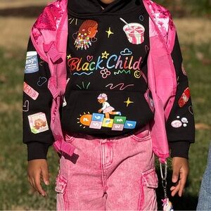 Hello Black Child Hoodie w/Colorful Graphics